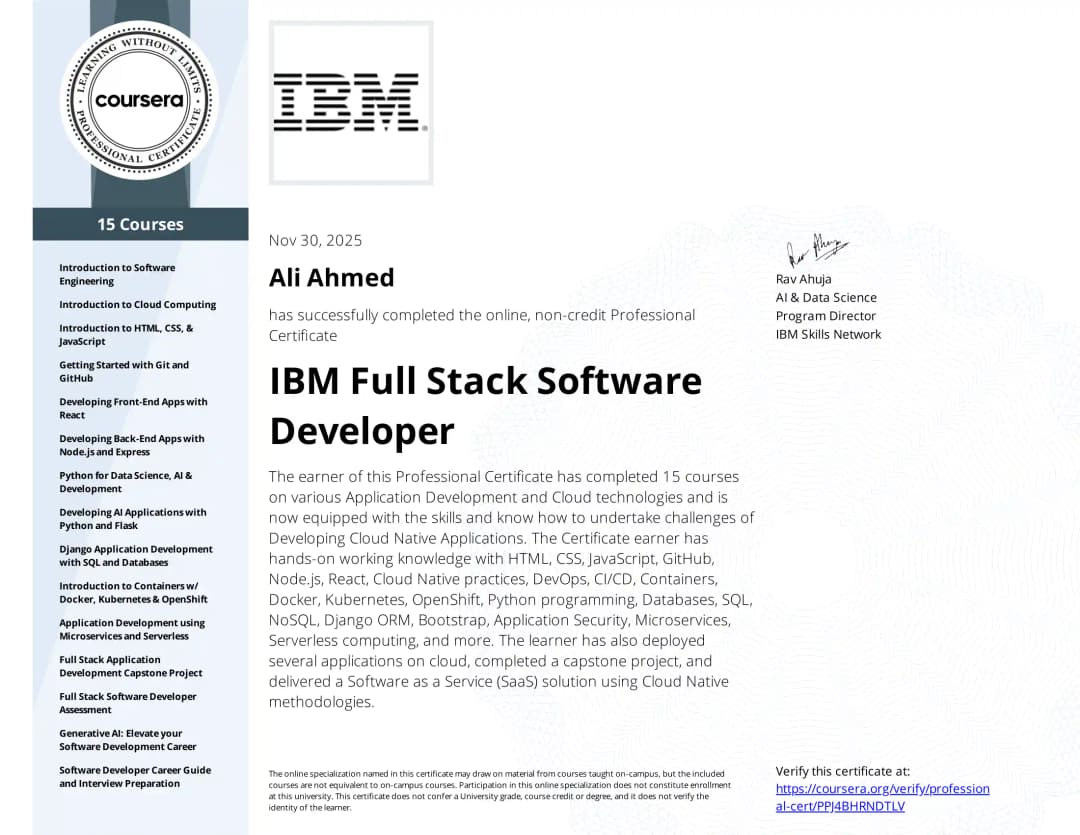 IBM Full Stack Software Developer